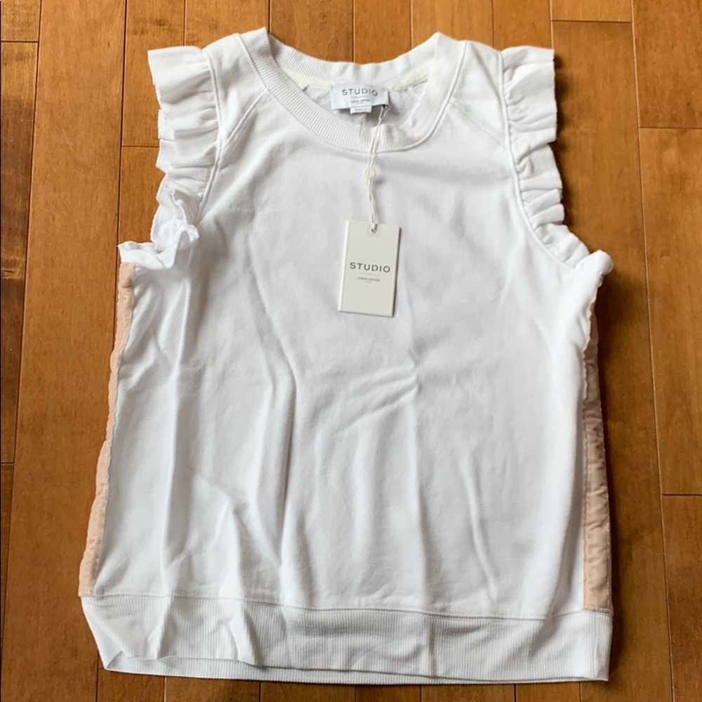 David Lerner Sleeveless Ruffle Pullover